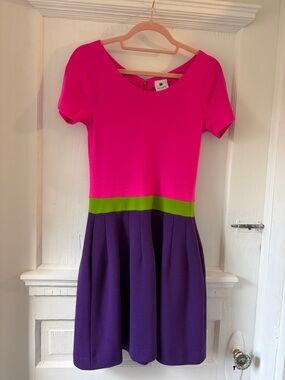 Lisa Perry Vintage Hot Pink, Lime Green & Purple Colorblock 60's Inspired Mini